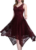 Women's Cocktail Party Dress Handkerchief Hem Lace - Flattering