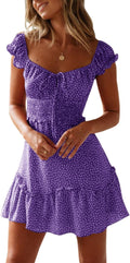YOBECHO Womens Ruffle Sleeve Sweetheart Neckline Mini Dress you