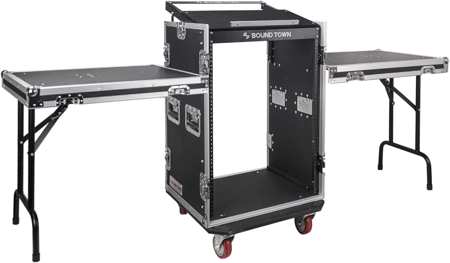 Heavy-Duty 1/2in Plywood 16U PA DJ Rack with Slant Mixer Top