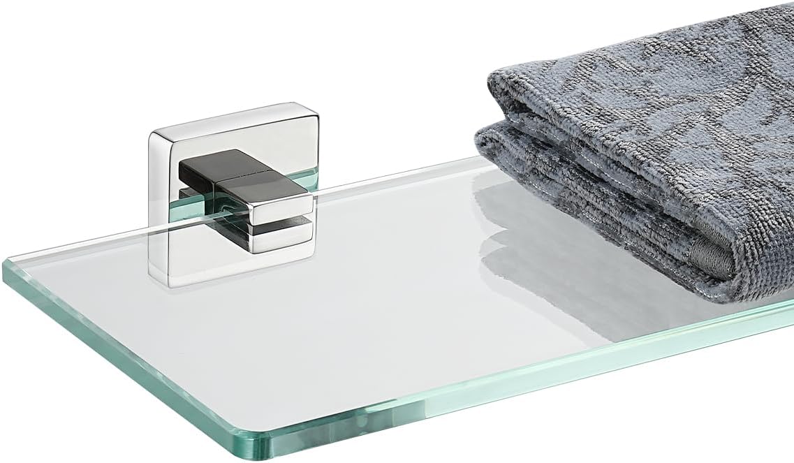 JQK Bathroom Glass Shelf for Stylish Shower Storage Solutions