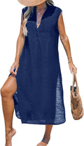 Women's Swimsuit Coverup Sleeveless Side Split Midi Beach Dress