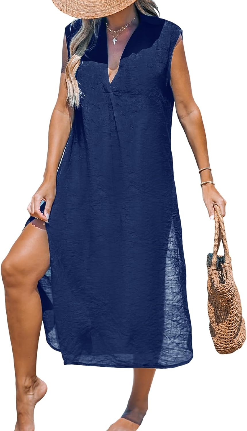 CUPSHE Women's Swimsuit Coverup Casual Sleeveless Midi Dress
