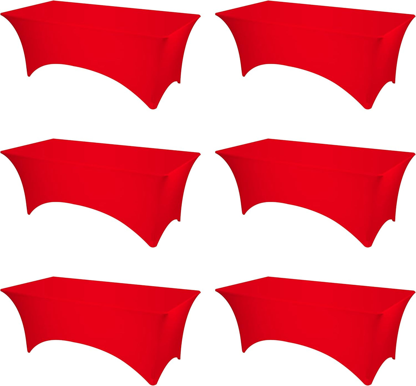 6 Pack Red Fitted Spandex Table Covers for Elegant Events