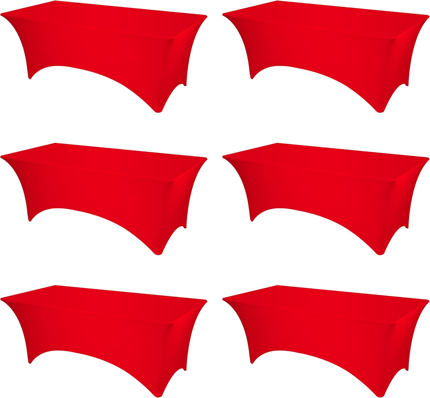6 Pack Red Fitted Spandex Table Covers for Elegant Events