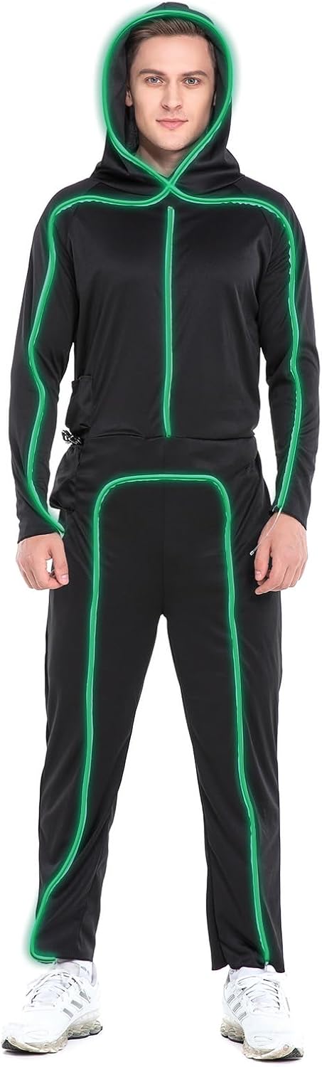 HSCTEK Light-up Adult Stick Figure Costume for Halloween Fun