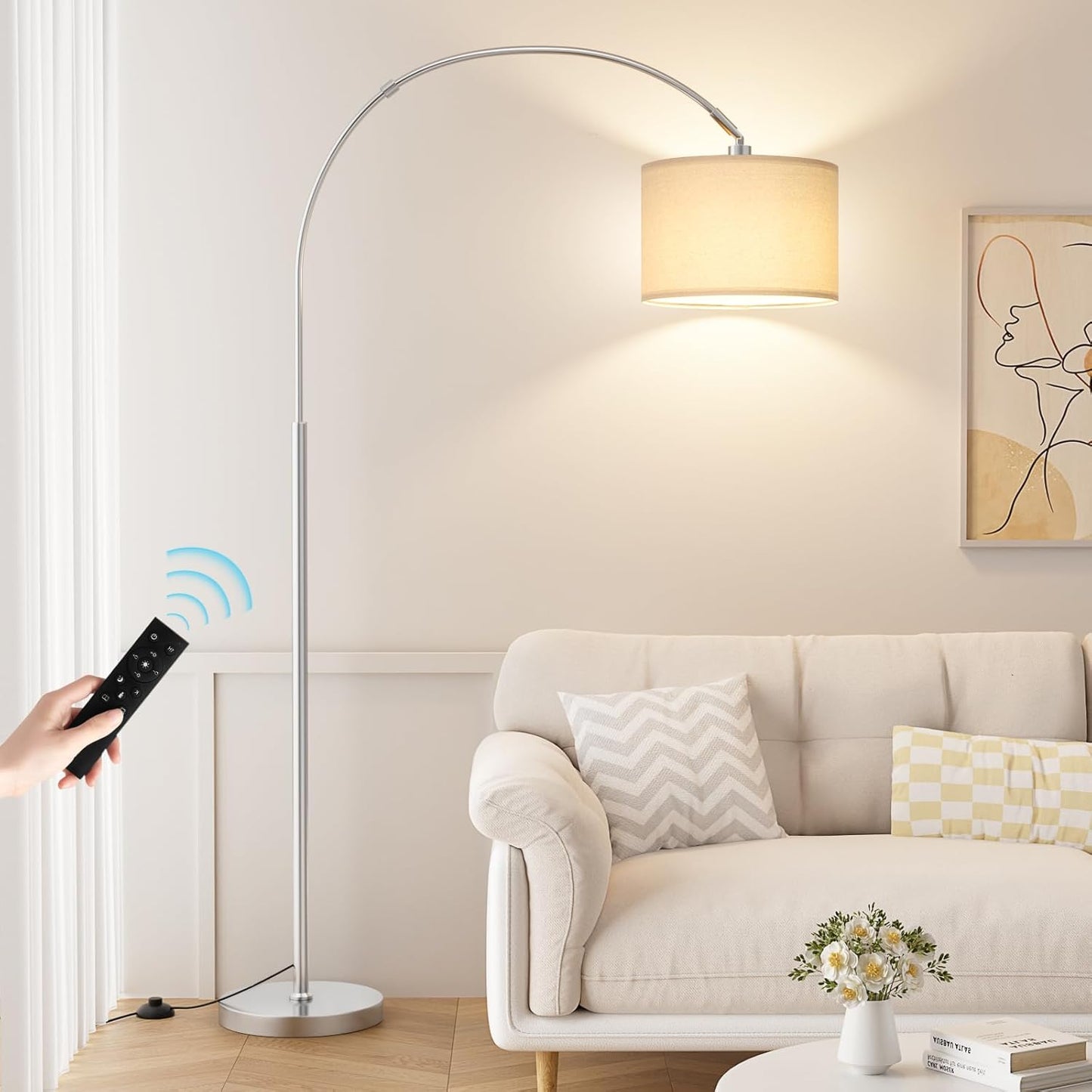 Dimmable Arc Floor Lamp with Remote for Adjustable Lighting