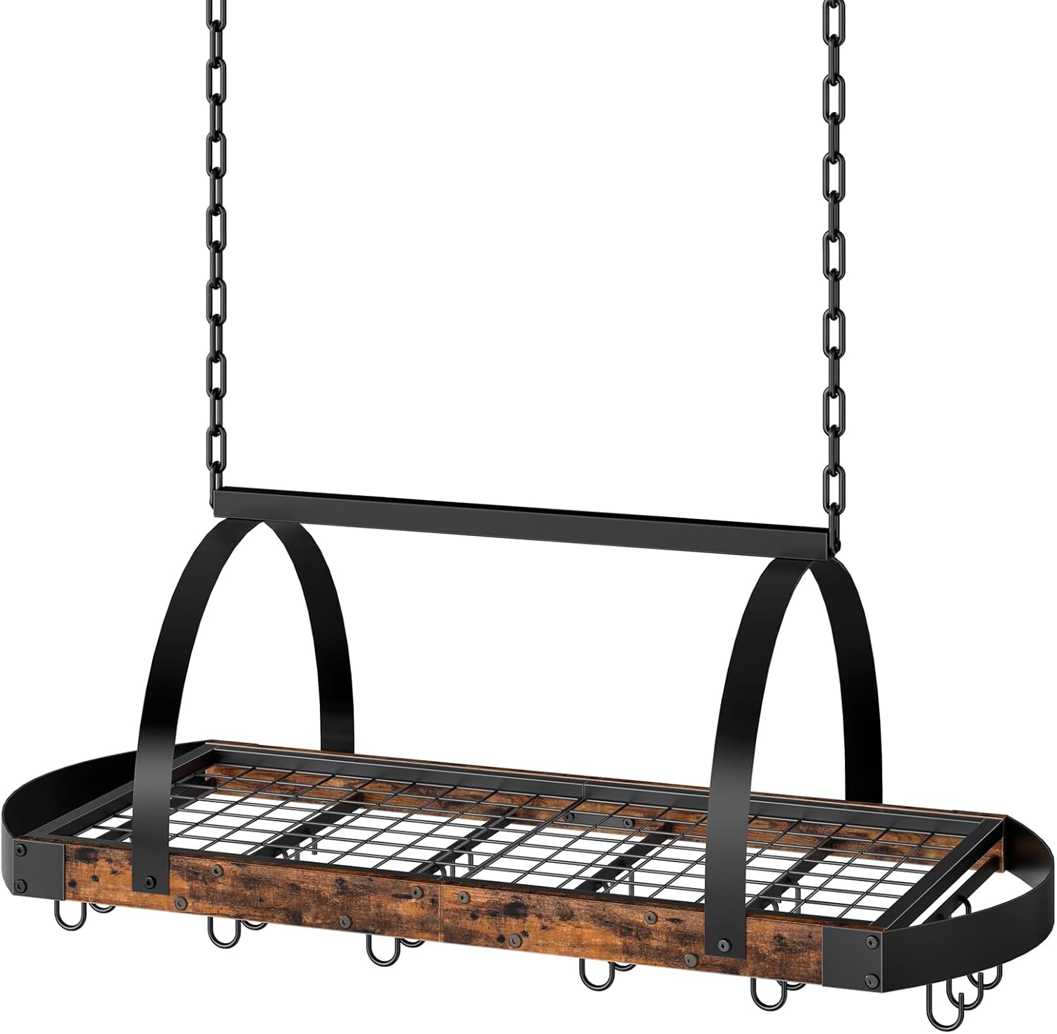 Hanging Pot Rack for Kitchen with 18 S-Hooks, Space-Saving Design