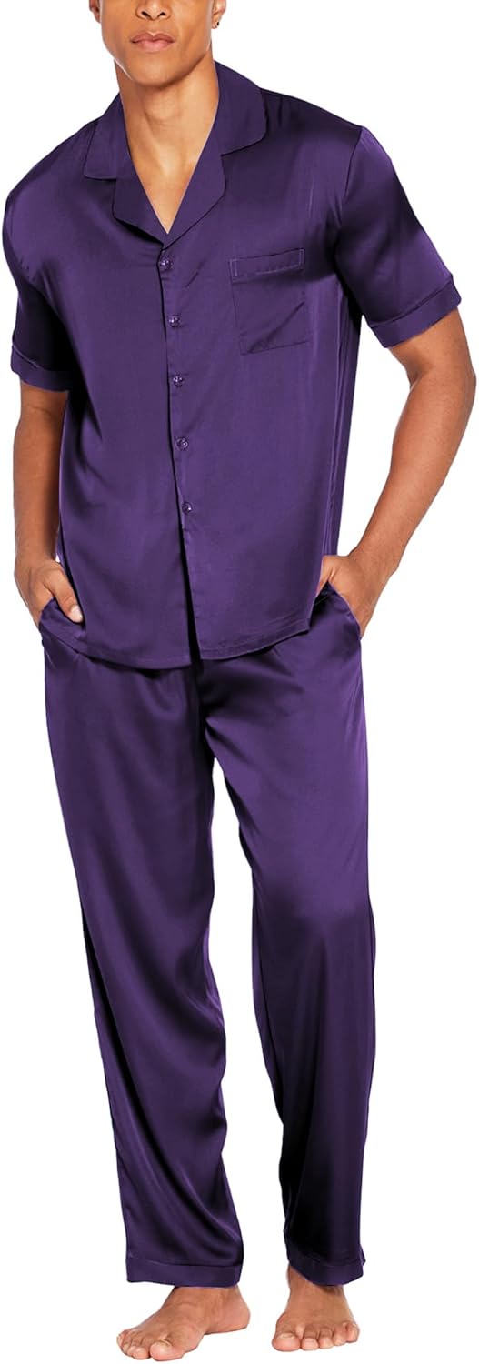 Ekouaer Men Satin Silk Pajamas Set for Ultimate Comfort