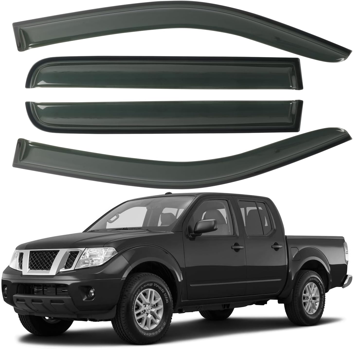 Window Visor Rain Guards for Nissan Frontier Crew Cab 2005-2021