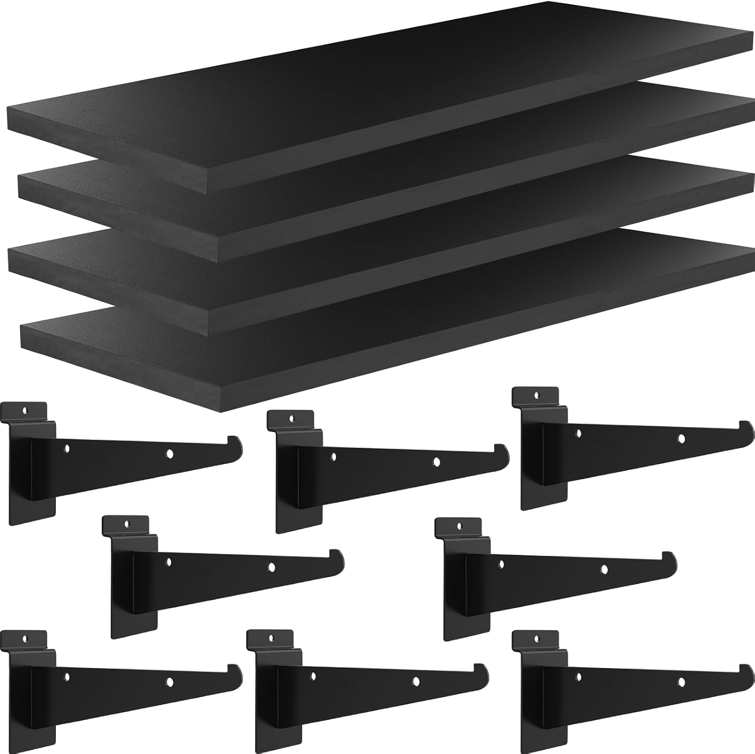 4 Pack Wooden Slatwall Shelf for Home and Garage Organization