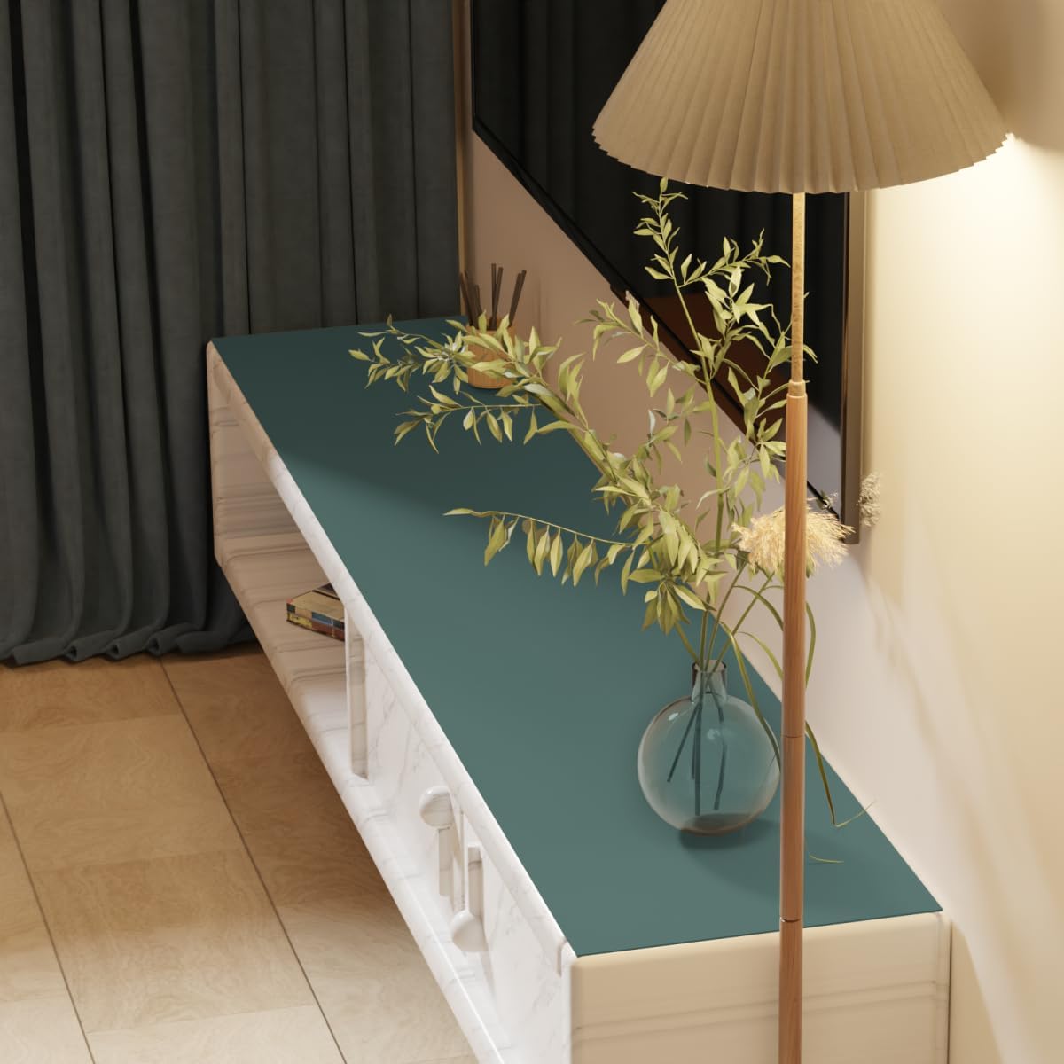 Leather Table Cover 17x72 Inch Dresser Protector Top Aqua Blue