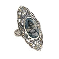 Pure 925 Sterling Silver Turquoise Ring for Women US Size 5 - Black