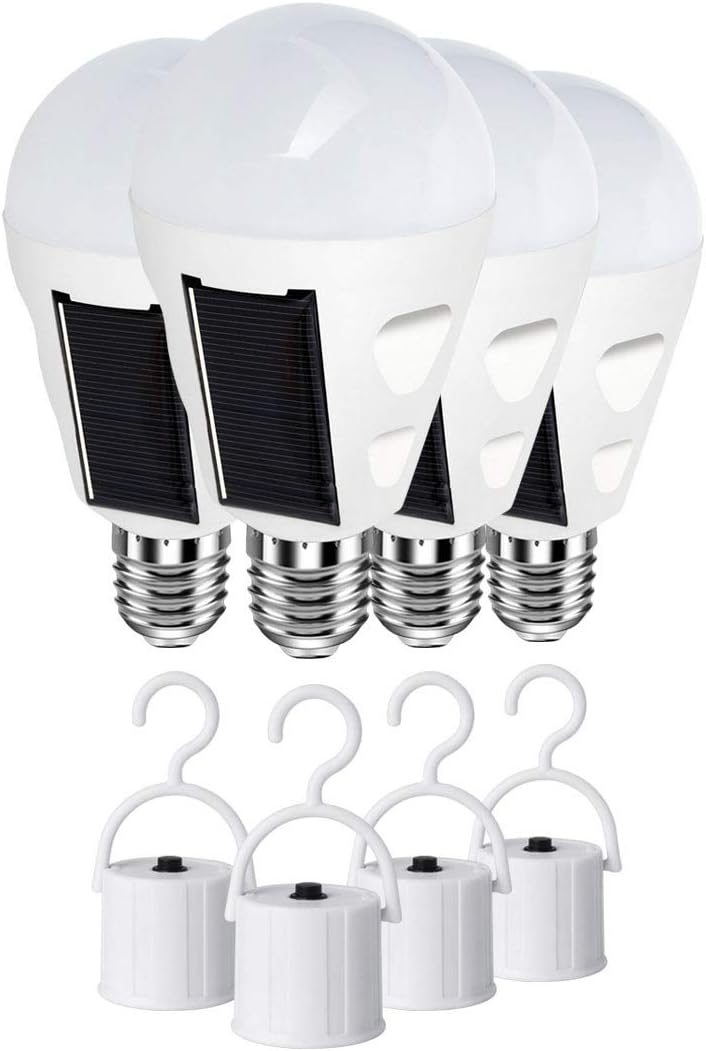 4 Pack LED Solar Emergency Light Bulbs for Home Power Failure
