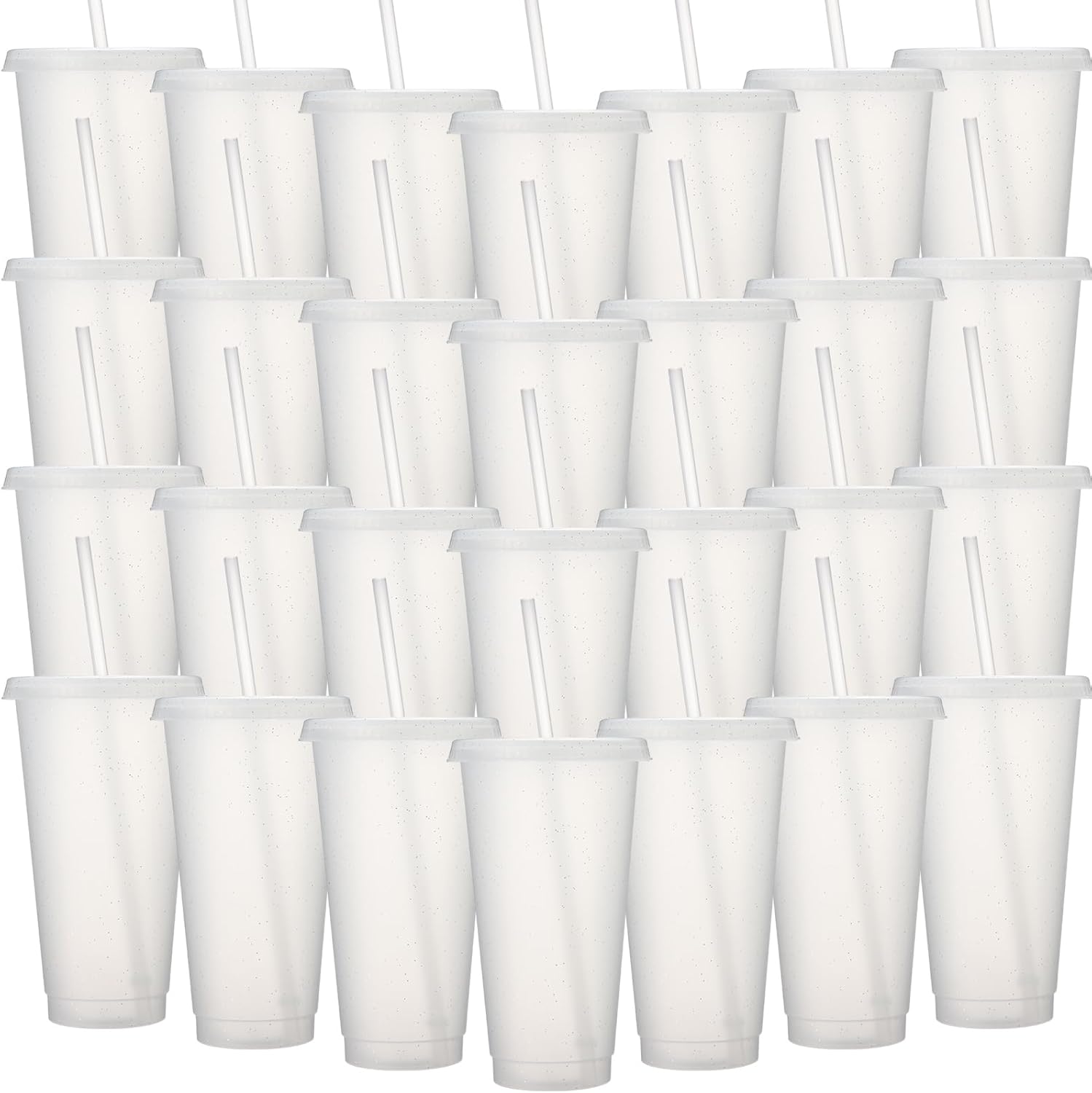 Honeydak 60 Pack Glitter Plastic Cups with Straw and Lid