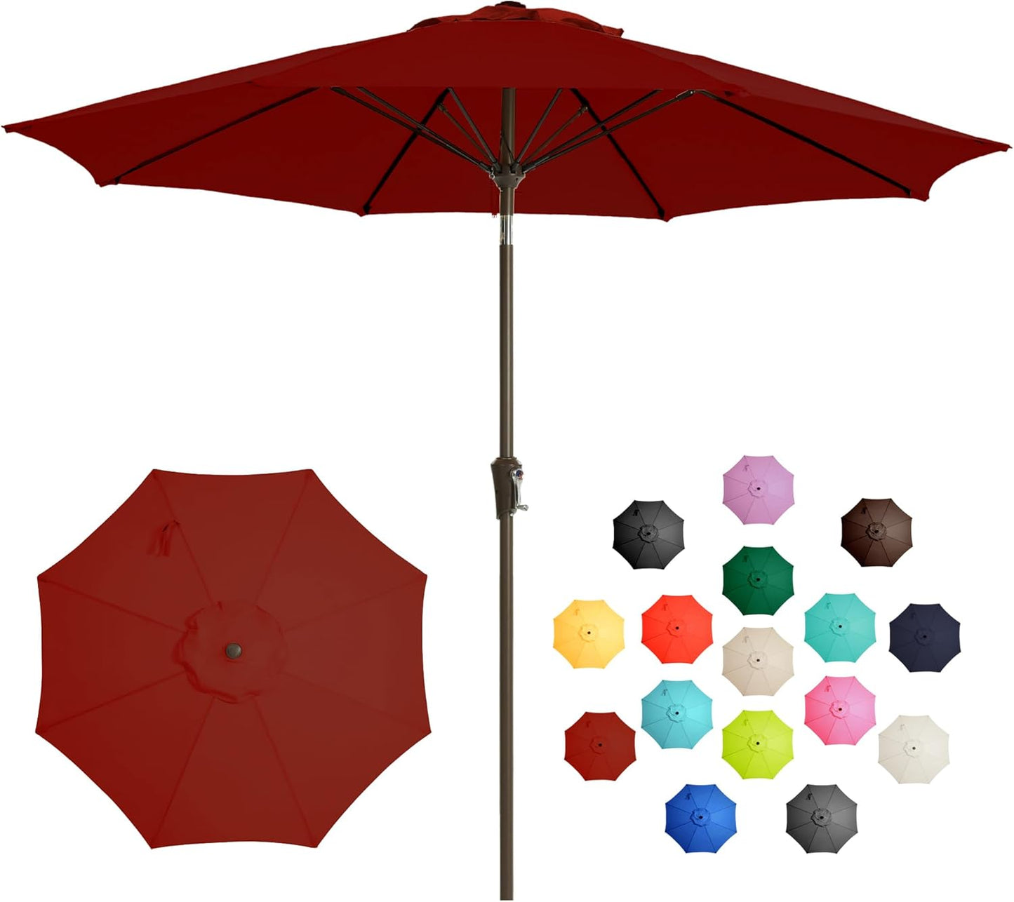 9FT Large Outdoor Patio Umbrella with Easy Tilt and Crank