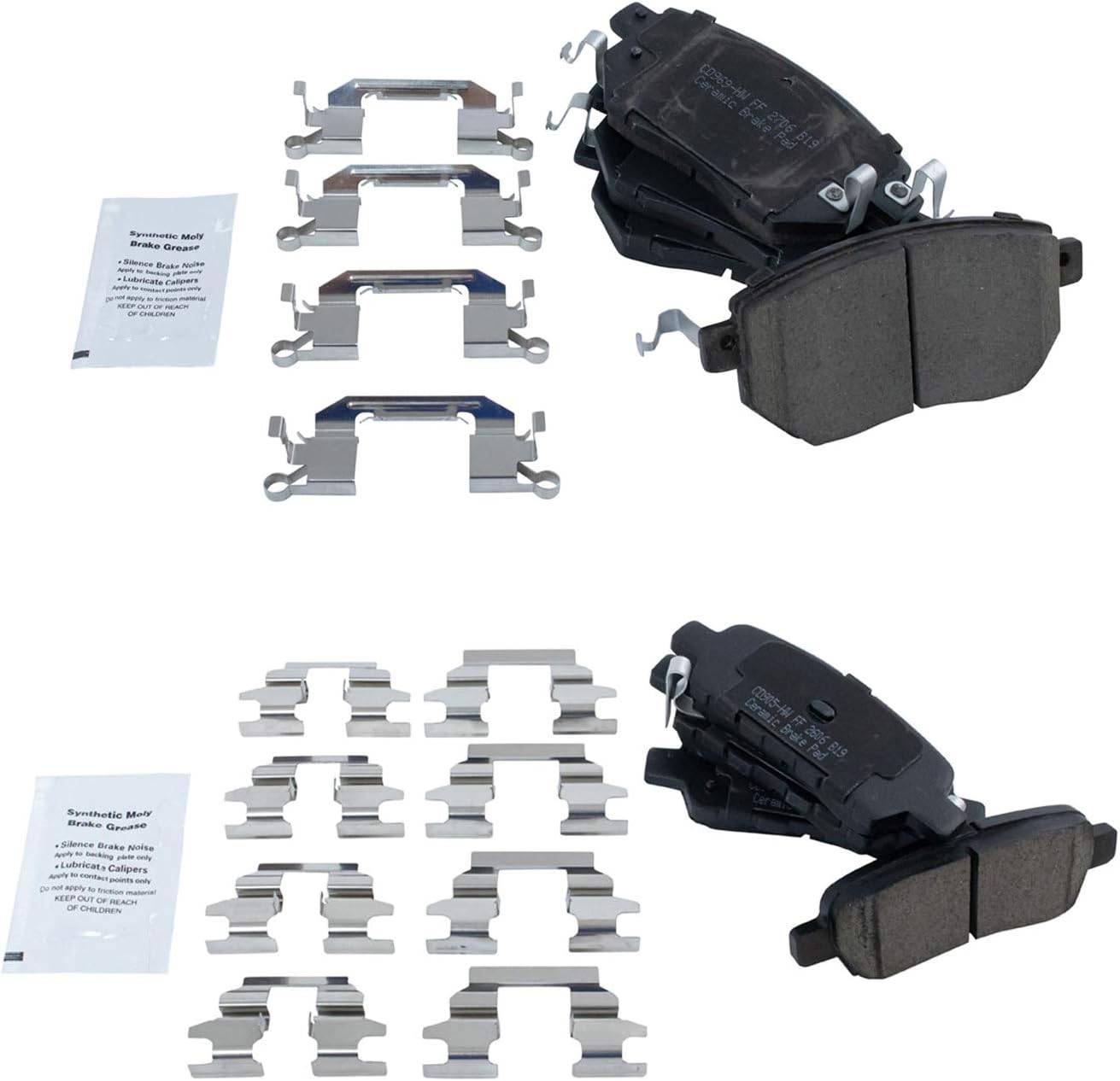 TRQ Front & Rear Brake Pads Ceramic for INFINITI FX35 FX45