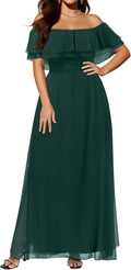 Bridesmaid Dresses for Women Plus Size Dark Green Chiffon Maxi - Off
