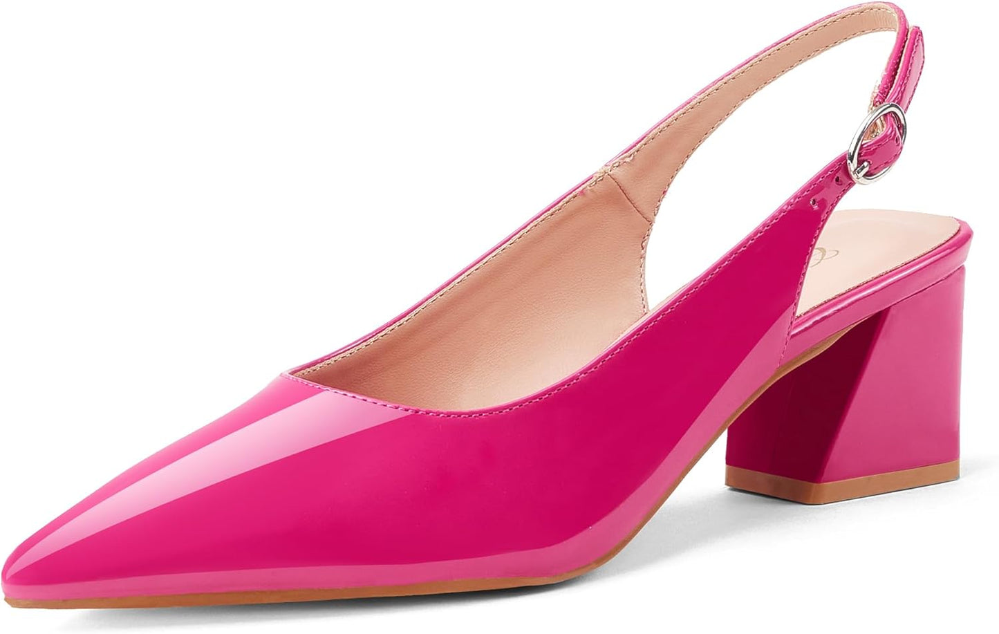 GENSHUO Women's Slingback Closed Toe Block Chunky Low Heel Pumps