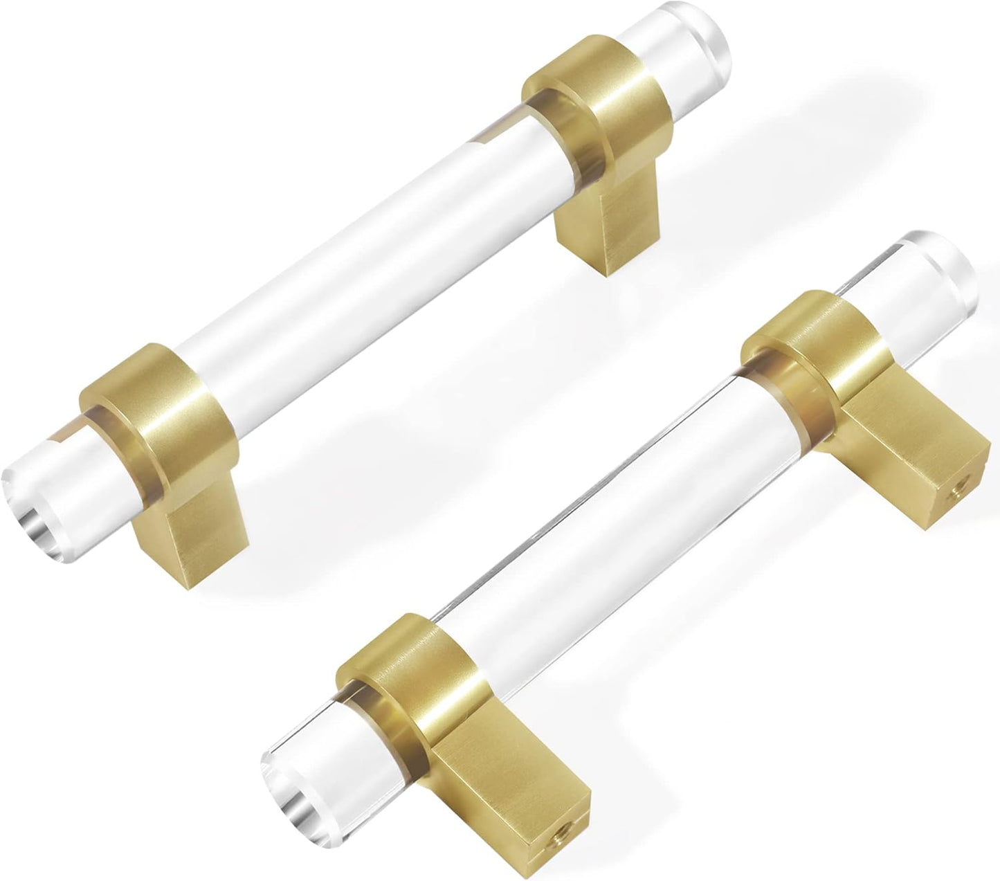 Elegant Clear Glass Crystal Gold Drawer Pulls for Cabinets