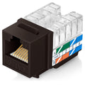 Everest Cat6 Keystone Jacks 50-Pack in Brown - Slim Angle Ready
