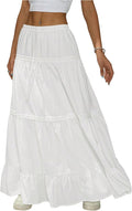 Verdusa Women's Boho Flared Ruffle Maxi Skirt - Flowy Summer Style bow