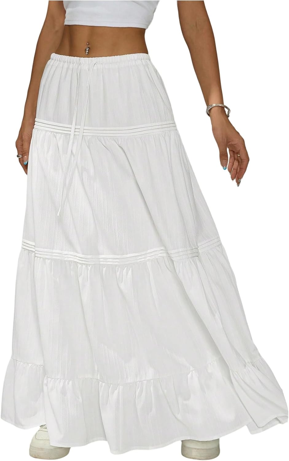 Verdusa Women's Boho Flared Ruffle Maxi Skirt for Summer Style
