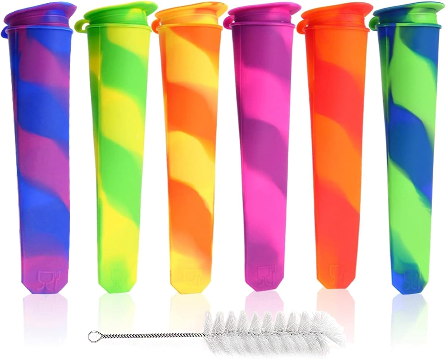 Durable Reusable Silicone Ice Pop Molds Set