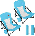 TOBTOS Low Beach Chair Set for Adults - Lightweight & Portable