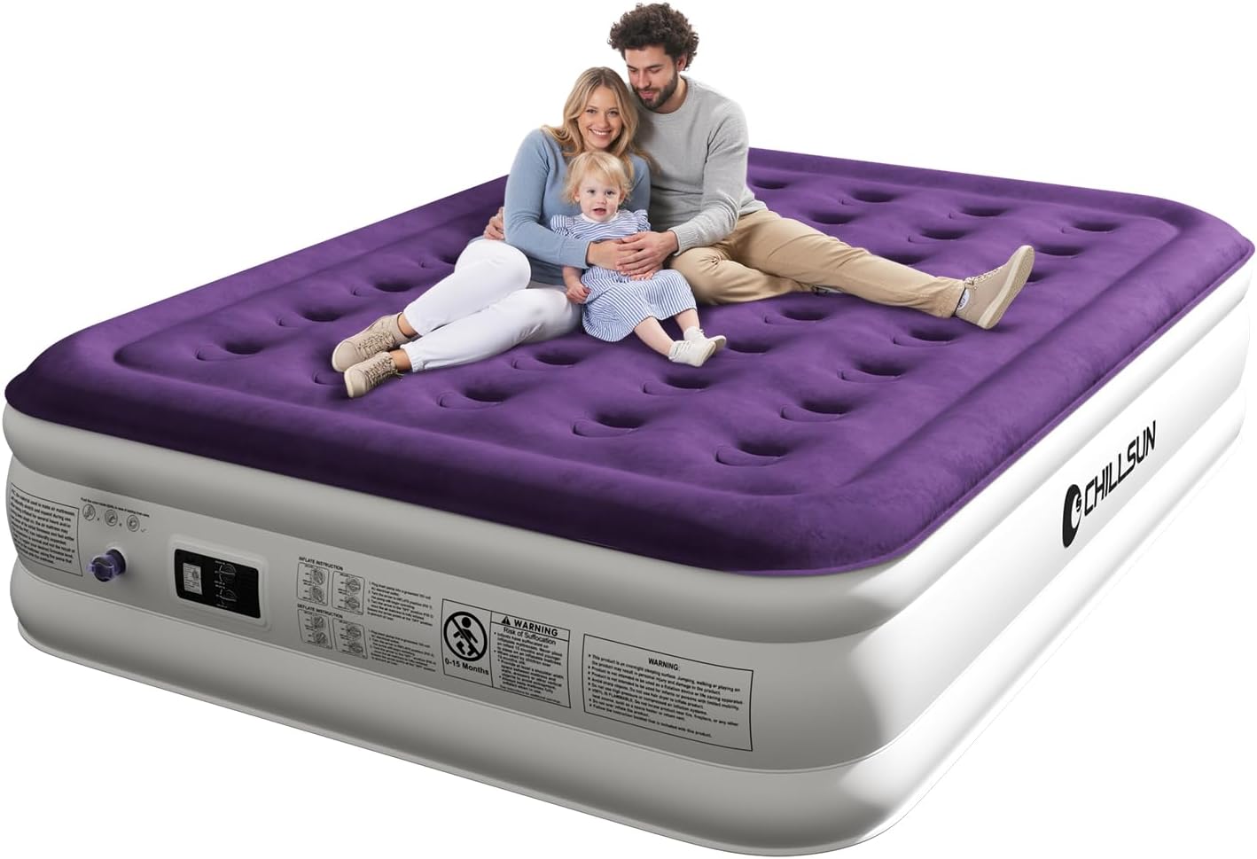 CHILLSUN Air Mattress Queen with Built in Pump for Comfort