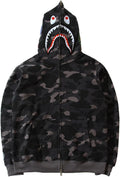 Imilan Shark Camo Hoodie Zip Up Fashion Outerwear for All