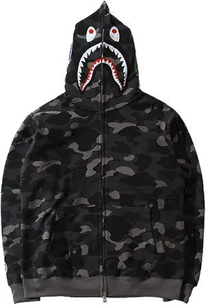 Imilan Shark Jaw Camo Hoodie Full Zip Up for Men and Women