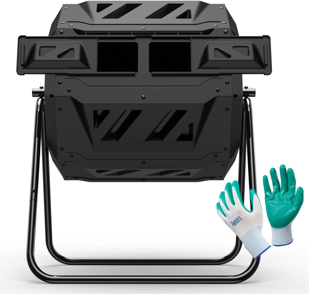 Dual Chamber Compost Tumbler Bin 43 Gallon for Quick Composting