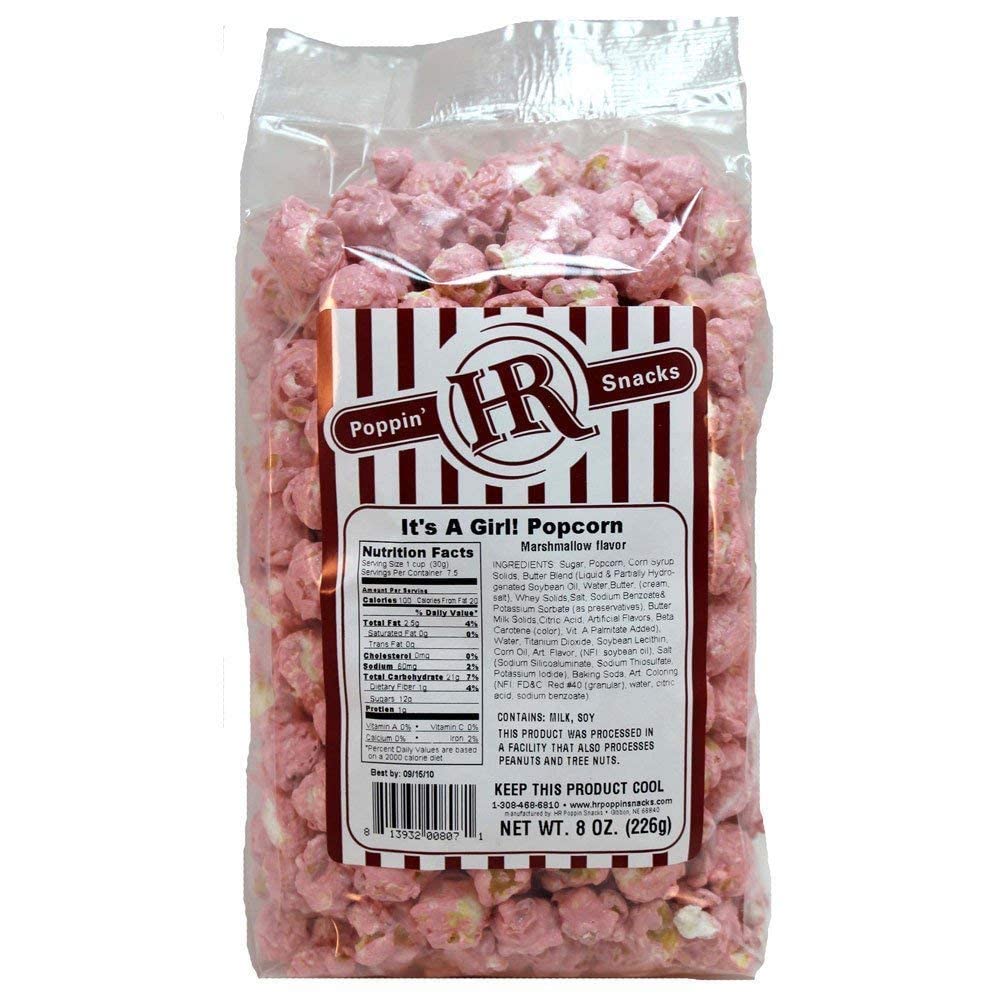 Pink It's A Girl Popcorn for Baby Announcements and Celebrations