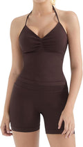 SUUKSESS Halter Backless Sports 2 Piece Seamless Workout Set