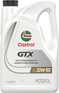 Castrol GTX 20W-50 Conventional Motor Oil, 5 Quarts - Engine
