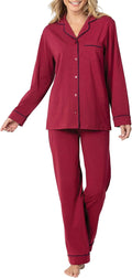 PajamaGram Pajama Set For Women - Classic 100% Cotton Two-Piece