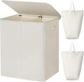 Double Laundry Hamper with Lid and Removable Bags - 154L Collapsible