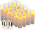 Flickering Flameless Pillar Candles Set of 24 - Safe Moving Wick LED