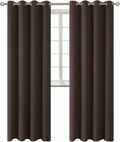 Brown Blackout Curtains 52 x 95 in - Set of 2 Grommet Thermal Panels