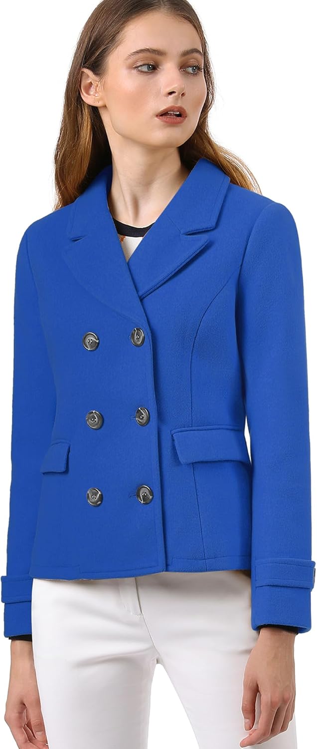 Allegra K Women's Notched Lapel Double Breasted Pea Coat Review