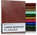 Large Monthly Planner 9.75x7.5 in - 18-Month Tan Leather