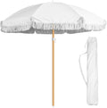 Talltalk 6 Ft Outdoor Beach Umbrella with Fringe for Sun Protection