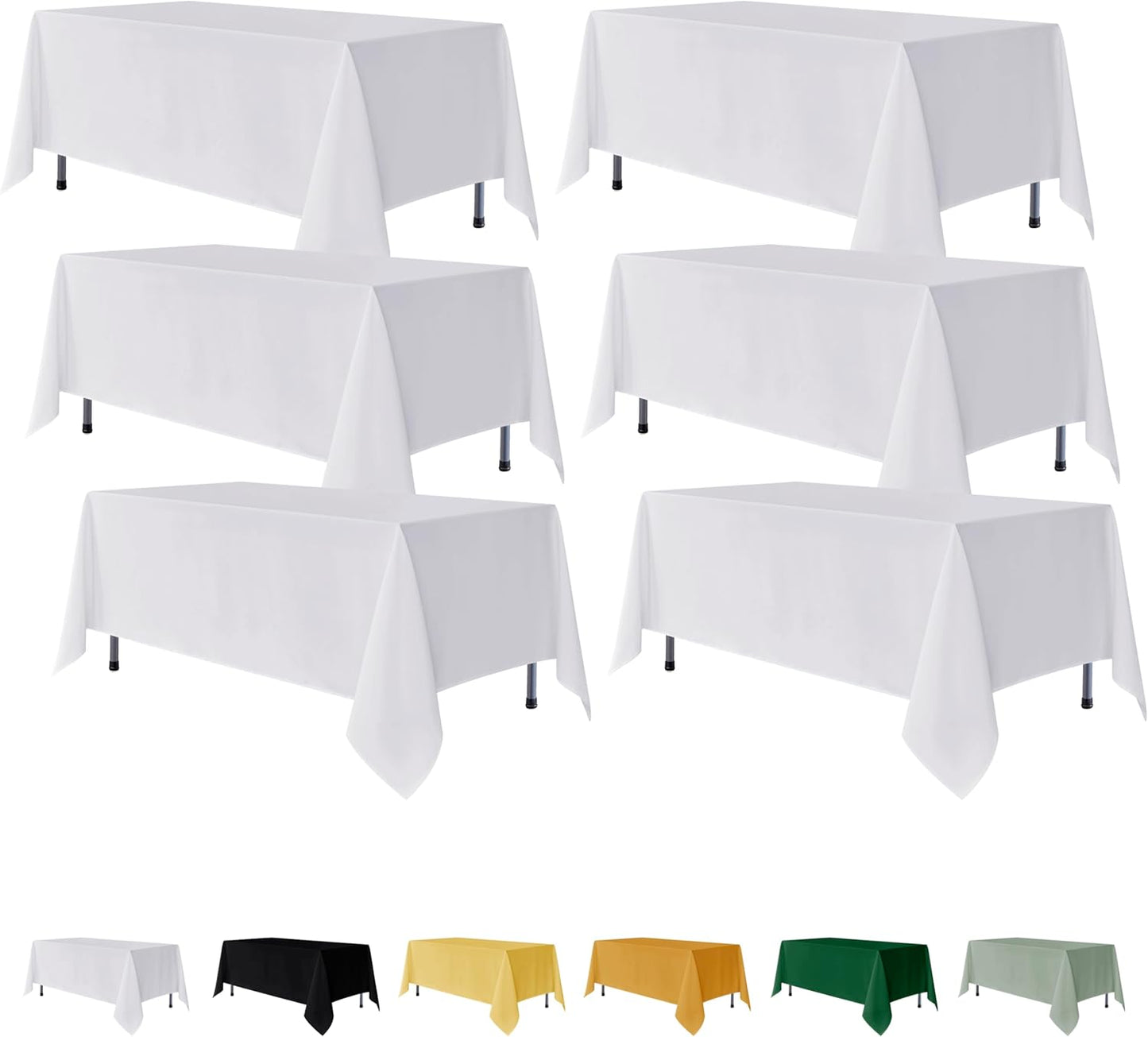 Fitable 6 Pack White Rectangle Table Clothes for Events