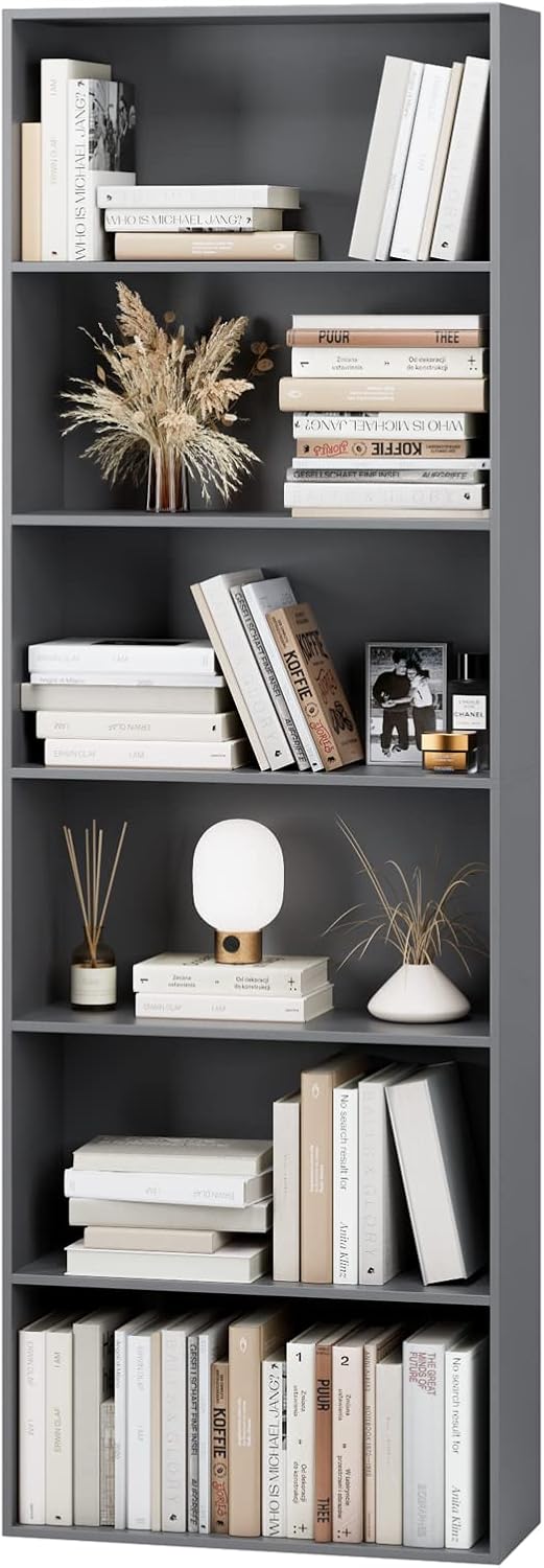 FOTOSOK 6-Tier Open Bookcase for Stylish Storage Solutions