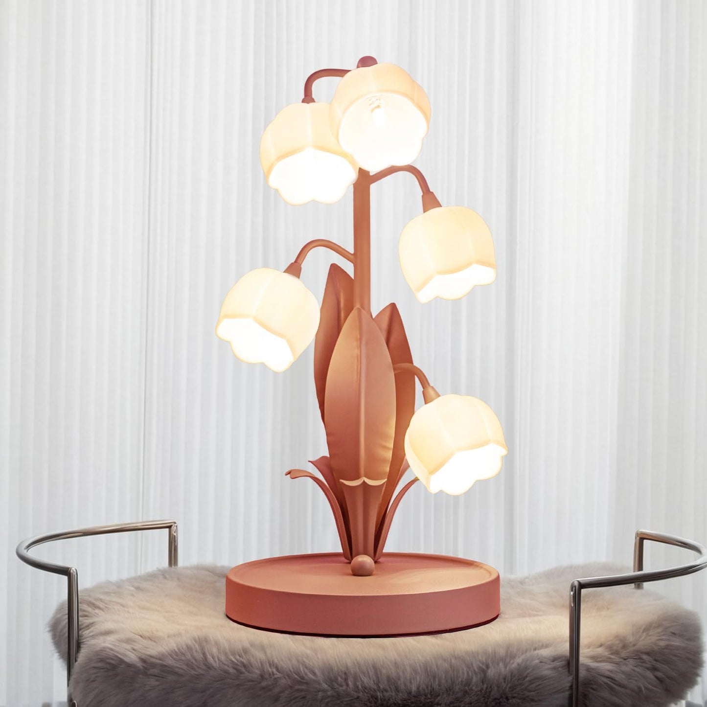 Flower Table Lamp by WERFOP: Vintage Pink Accent Light