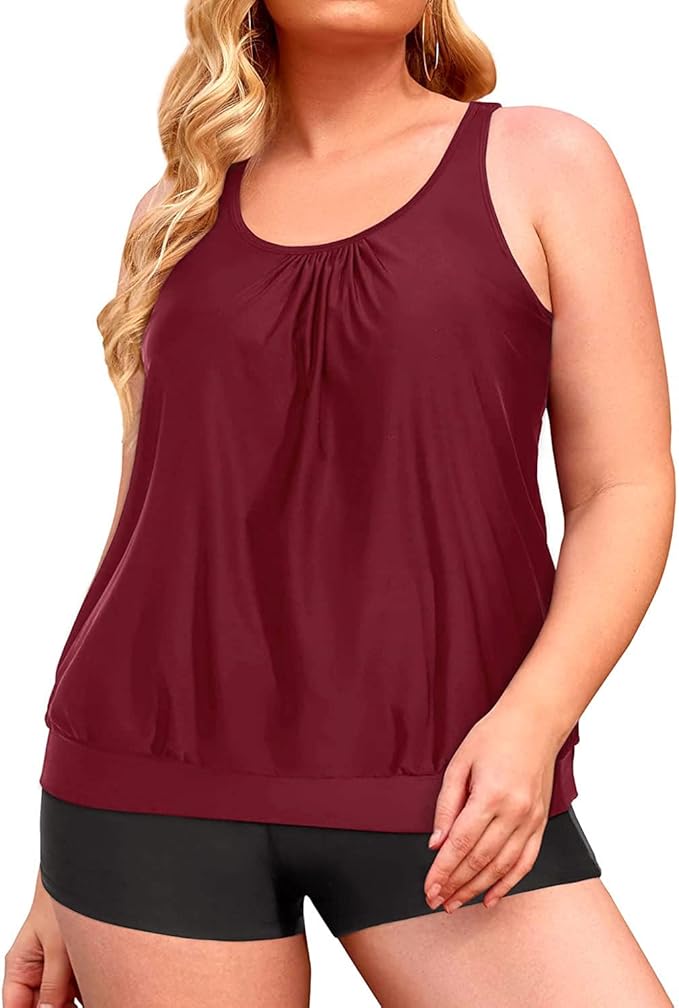 Yonique Plus Size Tankini Swimsuits for Women with Swim Shorts