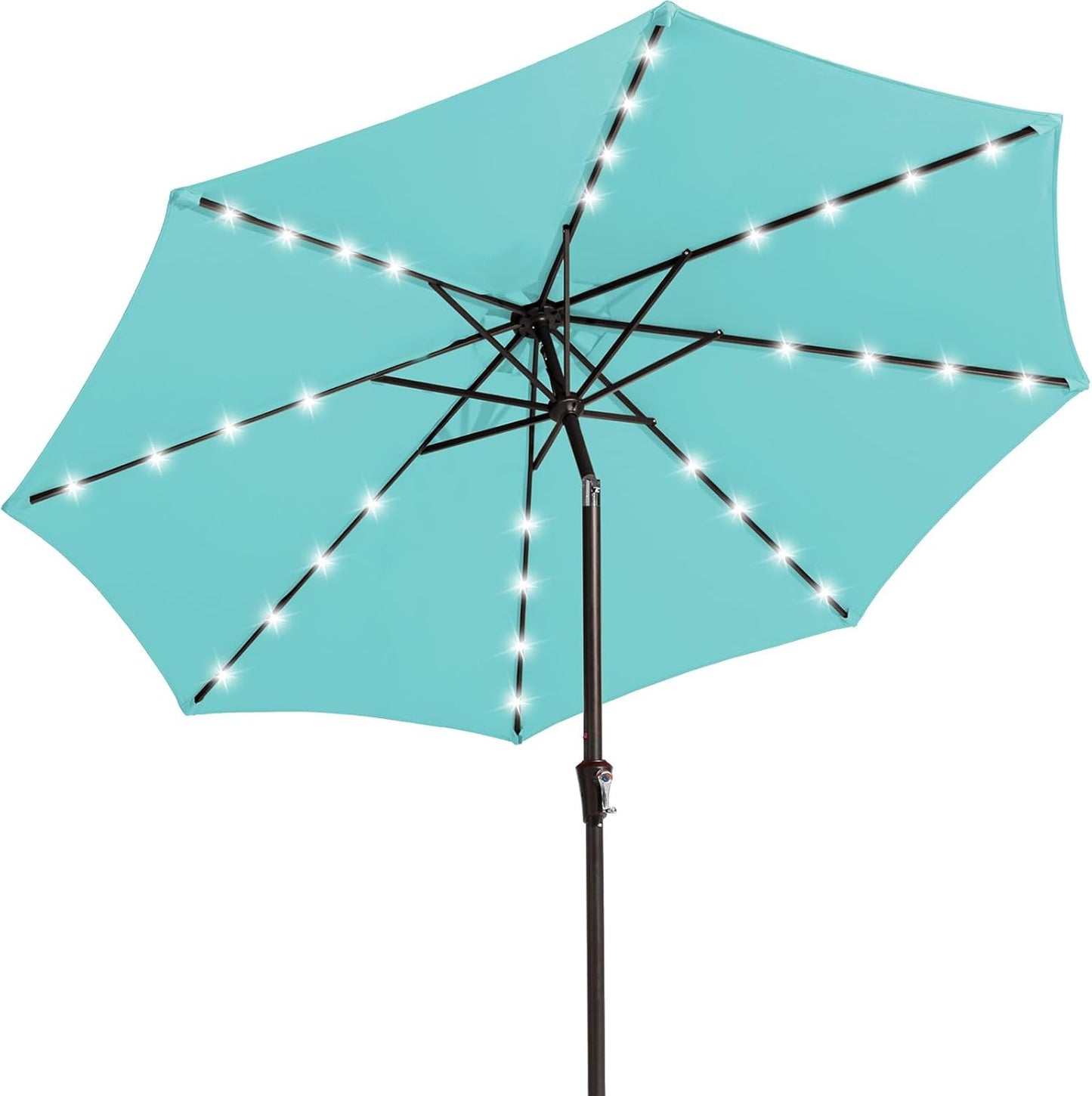 JEAREY 9FT Outdoor Patio Umbrella with Solar Lights for Shade