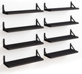 Floating Shelves Set of 8 4.7in Rustic Wood Wall Shelves - Black