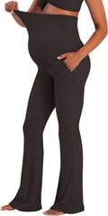 Maternity Flare Leggings with Pockets Over The Belly - Buttery Soft on