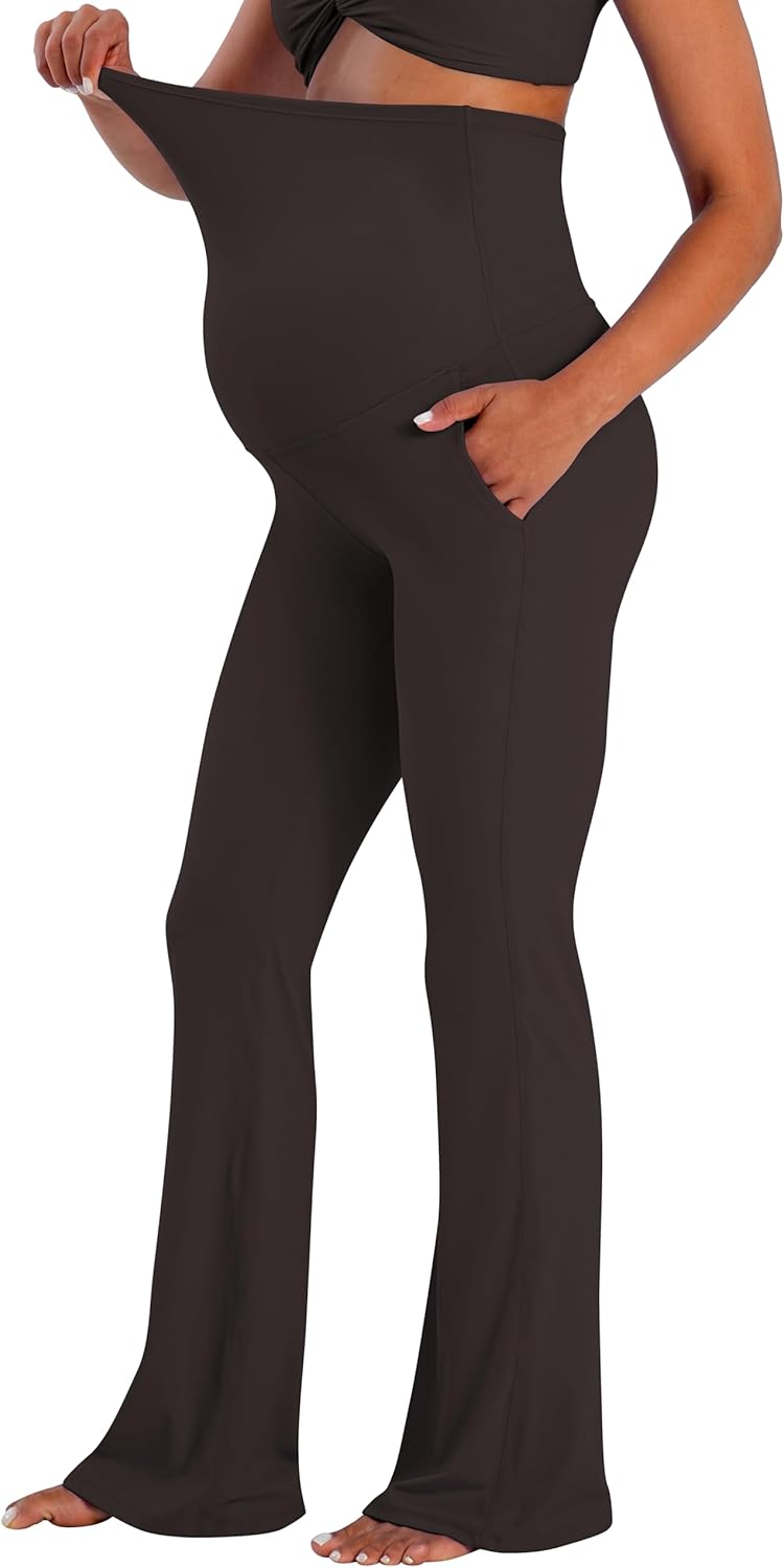 Sunzel Maternity Flare Leggings with Pockets for Comfort